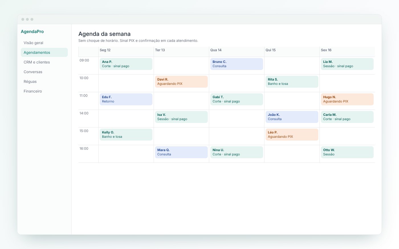 Agenda de atendimentos